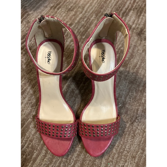 Mossimo Shoes - Mossimo Red‎ Studded Ankle Strap Heels Party Shoes Size 6